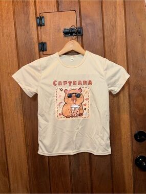 Source Unknown Cream Capybara Graphic Tee for Kids